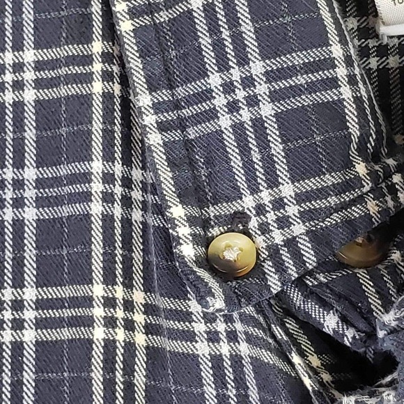 LL Bean Mens Button Down Flannel Shirt Blue Plaid Medium Long Sleeve Lodge - Picture 7 of 11
